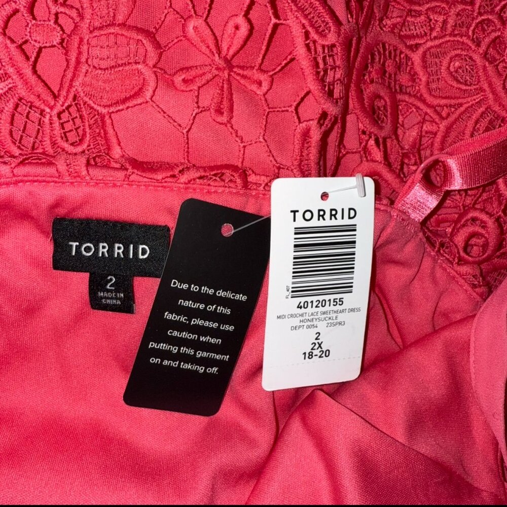 TORRID Midi Crochet Lace Sweetheart Dress Sz 2 NWT - Picture 13 of 16